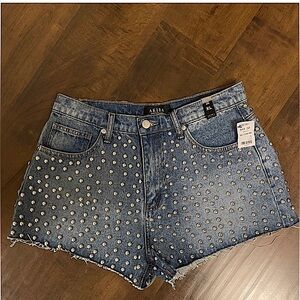 Akira studded denim shorts size L 30” waist